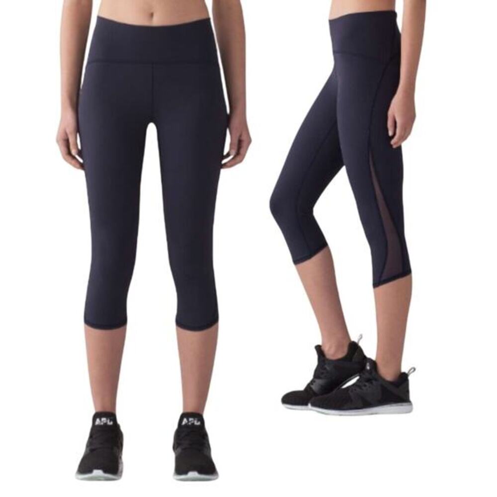Lululemon‎ Women's Train Times Crop 17" Midnight Navy Blue Size 8